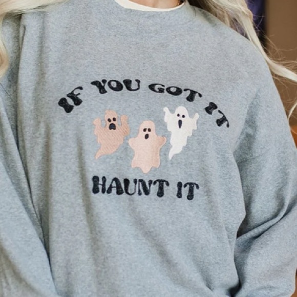 New Ampersand Avenue University Pullover Haunt It - Grey Size Medium - Picture 6 of 6